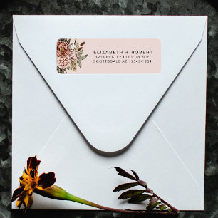 Etiqueta Boda floral de Rubor Pink Boho Cottagecore
