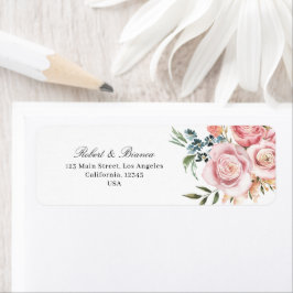 Etiqueta Boda Floral Dusty Blue & Peach