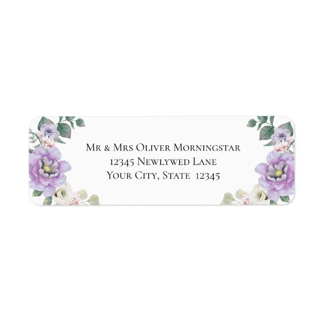 Etiqueta Boda Floral Lavender Peony (Frente)