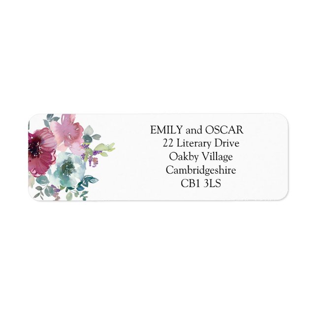 Etiqueta Boda floral Mint & Mauve (Frente)