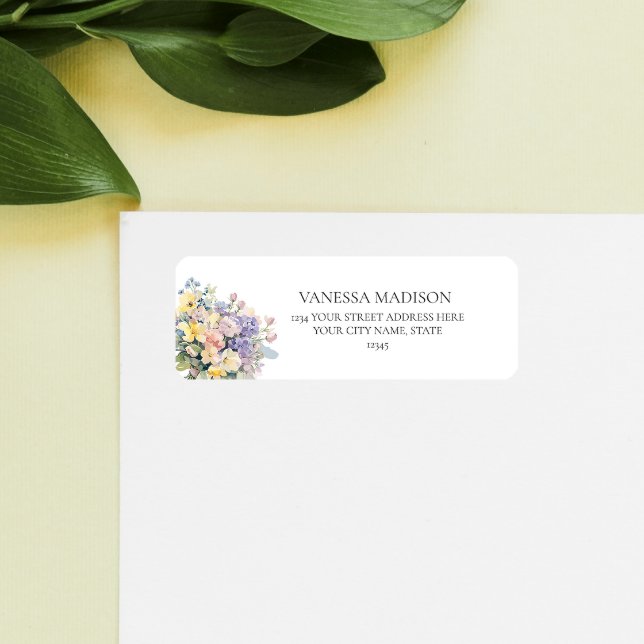 Etiqueta Boda Floral Pastel Blooming Wildflowers (Subido por el creador)