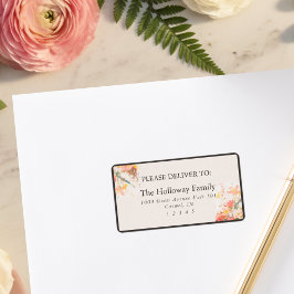 Etiqueta Boda Floral Pintada con Toque Romántico