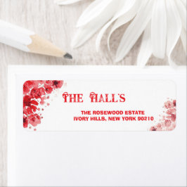 Etiqueta Boda floral roja romántica
