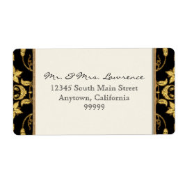 Etiqueta Boda formal del Purpurina de Damasco floral de vin