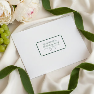 Etiqueta Boda Formal Elegante Oscuro Verde Escritura