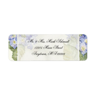 Etiqueta Boda formal floral con soporte de hidrangea azul