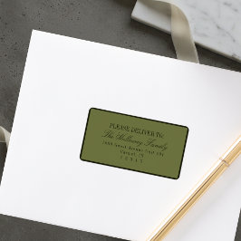 Etiqueta Boda Formal Oscura Elegante Letra Verde