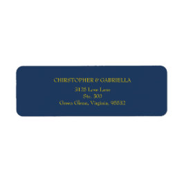 Etiqueta Boda Formal Simple de Azul Marino y Dorado