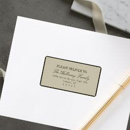 Etiqueta Boda Formal Verde Sage Letra Elegante