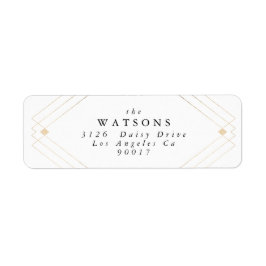 Etiqueta Boda Gatsby de oro Diamante Geométrico Art Deco