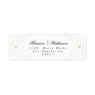 Etiqueta Boda Gatsby de oro Diamante Geométrico Art Deco