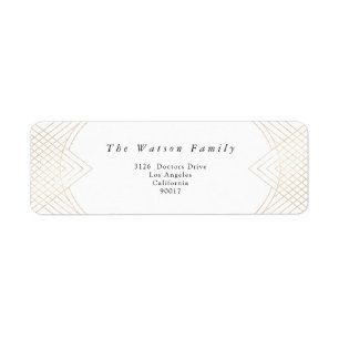 Etiqueta Boda Gatsby de Oval Geométrico Art Deco Oval blanc