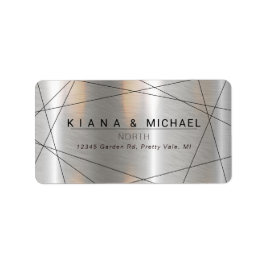 Etiqueta Boda Geométrica Metálica ID648 Plata/Negro