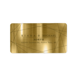 Etiqueta Boda Geométrica Metálica Oro ID648
