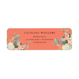 Etiqueta Boda Geométrico Floral Rosa de color de agua Rubor