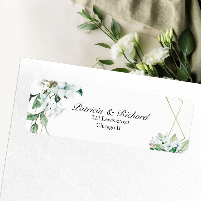 Etiqueta Boda Gold Geometric Floral Greenerenery (Subido por el creador)