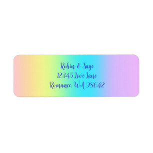 Etiqueta Boda gradiente gradiente arcoiris pastel