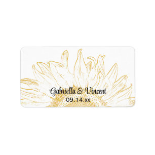Etiqueta Boda gráfico de girasol amarillo