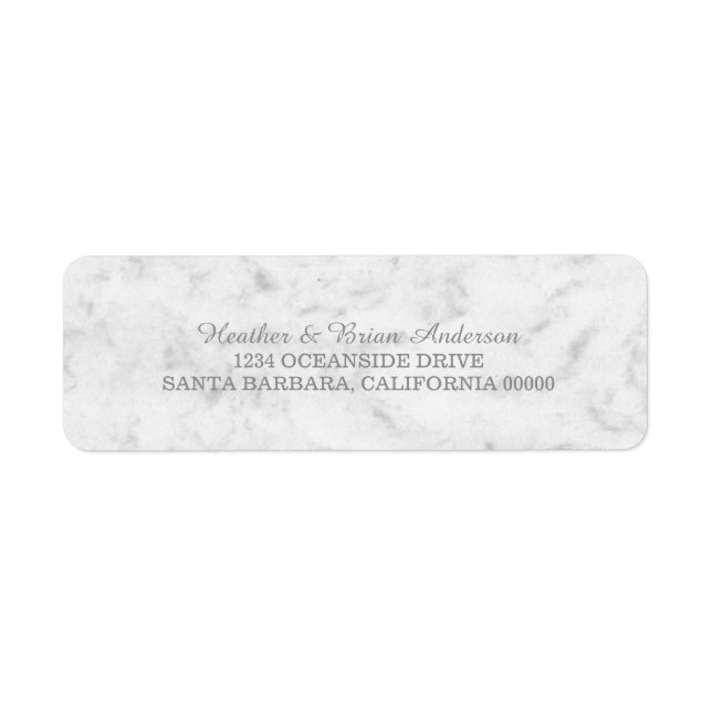 Etiqueta Boda Gray Elegant Marble (Frente)