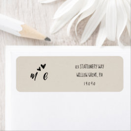 Etiqueta Boda Ilustrada Retro Gris