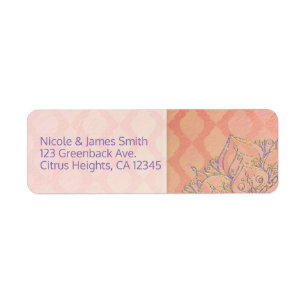 Etiqueta Boda India Glam Marroquí Oro Lavanda Coral