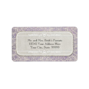 Etiqueta Boda Lilac Vintage French Regency Lace Etched