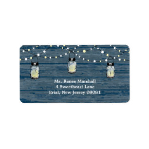 Etiqueta Boda Mason Jars and Lights de Madera Rusa Colgando