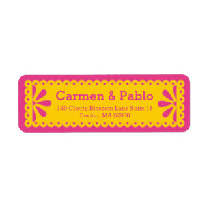 Etiqueta Boda mexicano colorido y picado de papel