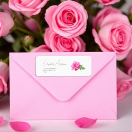 Etiqueta Boda minimalista clásica de rosa rosa