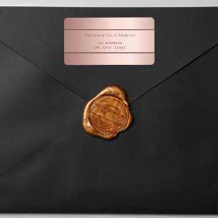 Etiqueta boda minimalista moderno metálico de oro Rosa