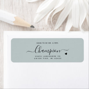 Etiqueta Boda Minimalista Romántica Escritura Azul Polvorie