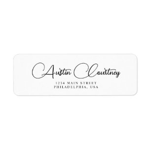 Etiqueta Boda mínimo de caligrafía de escritura en blanco y