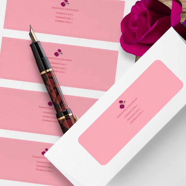 Etiqueta Boda moderna de rosa magenta rosa (Subido por el creador)