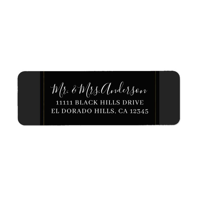 Etiqueta Boda moderna minimalista elegante negro gris oro (Frente)