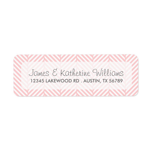 Etiqueta Boda moderno de aberringbone rosa claro (Frente)