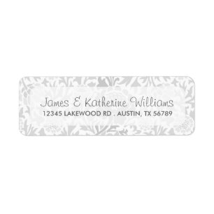 Etiqueta Boda moderno de Damasco floral gris retro