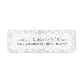 Etiqueta Boda moderno de Damasco floral gris retro