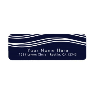 Etiqueta Boda moderno de la ola azul y blanca de la marina