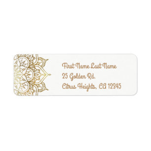 Etiqueta Boda moderno del Glam Blanco Mandala Gold