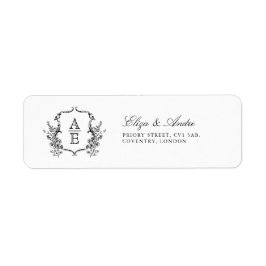 Etiqueta Boda Monograma de Escudo blanco y negro