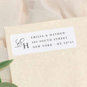 Etiqueta Boda Monograma Minimalista Boho Simple