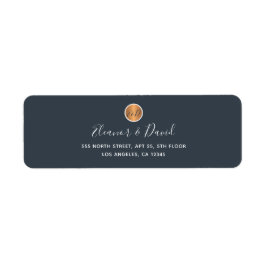 Etiqueta Boda monogramada elegante de la marina oro elegant