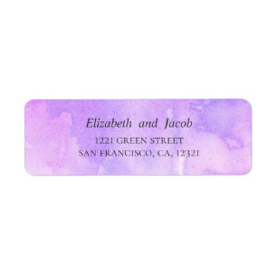 Etiqueta Boda morado acuarela. Dirección simple de Lavender