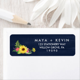 Etiqueta Boda Navy Sunflower
