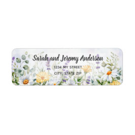 Etiqueta Boda personalizada de acuarela de flores silvestre