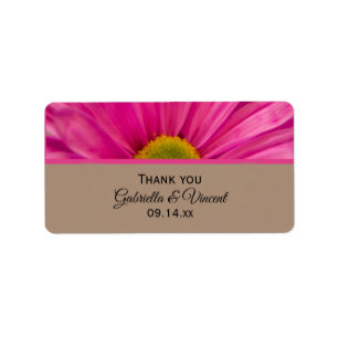 Etiqueta Boda Pink Gerber Daisy Gracias Por Favor De Las Et
