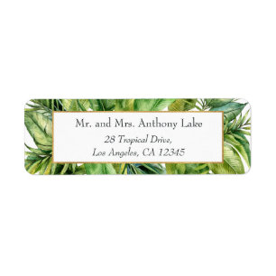 Etiqueta Boda playera floral tropical con acuarela