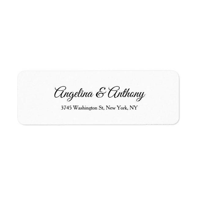 Etiqueta Boda Profesional Script Creativo Blanco Negro (Frente)