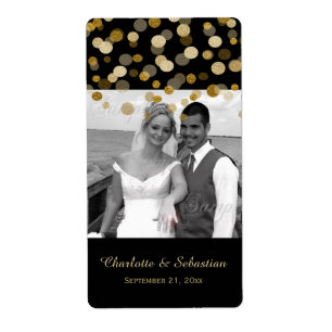 Etiqueta Boda Purpurina de Faux Dots Personalizado