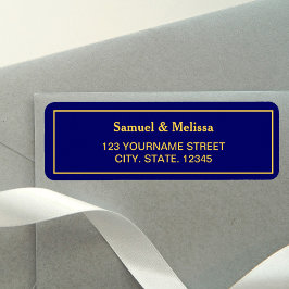 Etiqueta Boda Real Azul y Oro